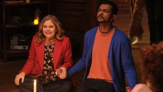 Pictured (L-R): Rose McIver as Samantha and Utkarsh Ambudkar as Jay.